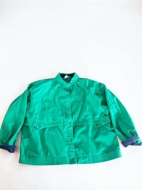 Vintage Alia Green Epaulette Windbreaker Jacket Oversized Gift